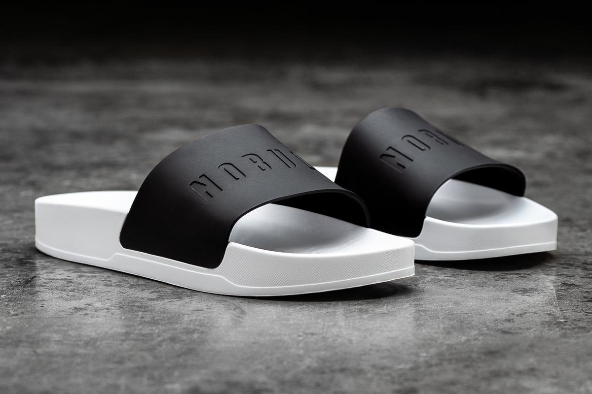 Nobull Men's Slides Black White | Australia (GF8023)